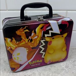 Pokemon Tin with Pikachu and Charizard - Black and Yellow 8x6x3.5 in.